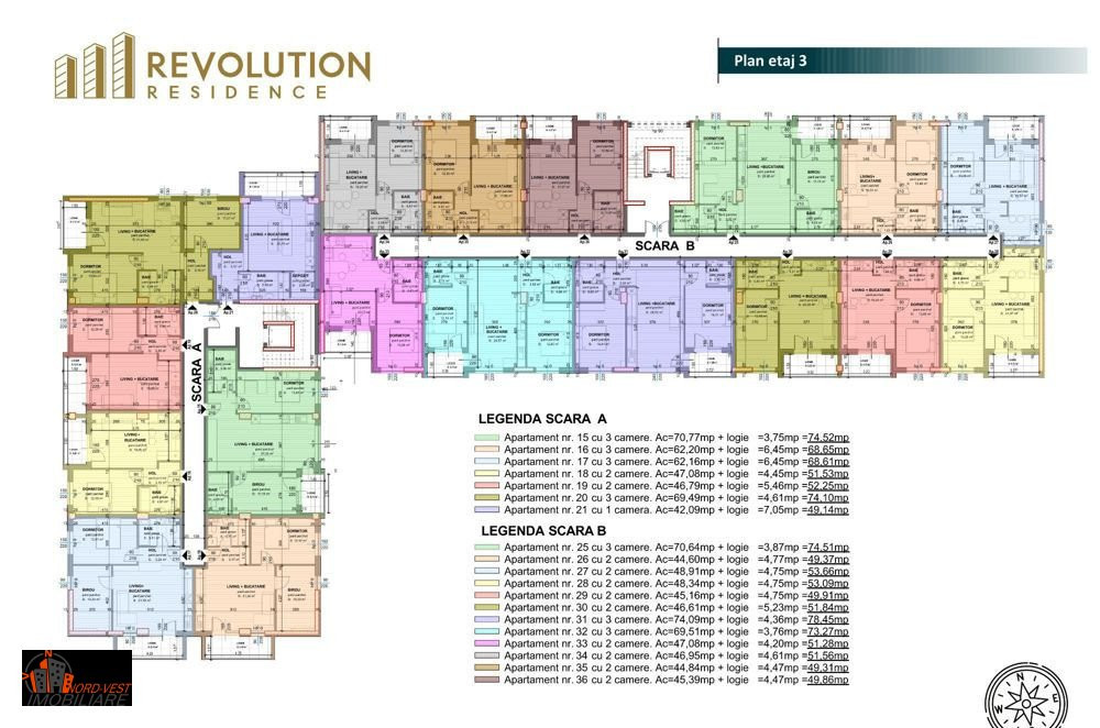 Apartament 1 camera Daliei (Ap 21, etaj 3, scara A)