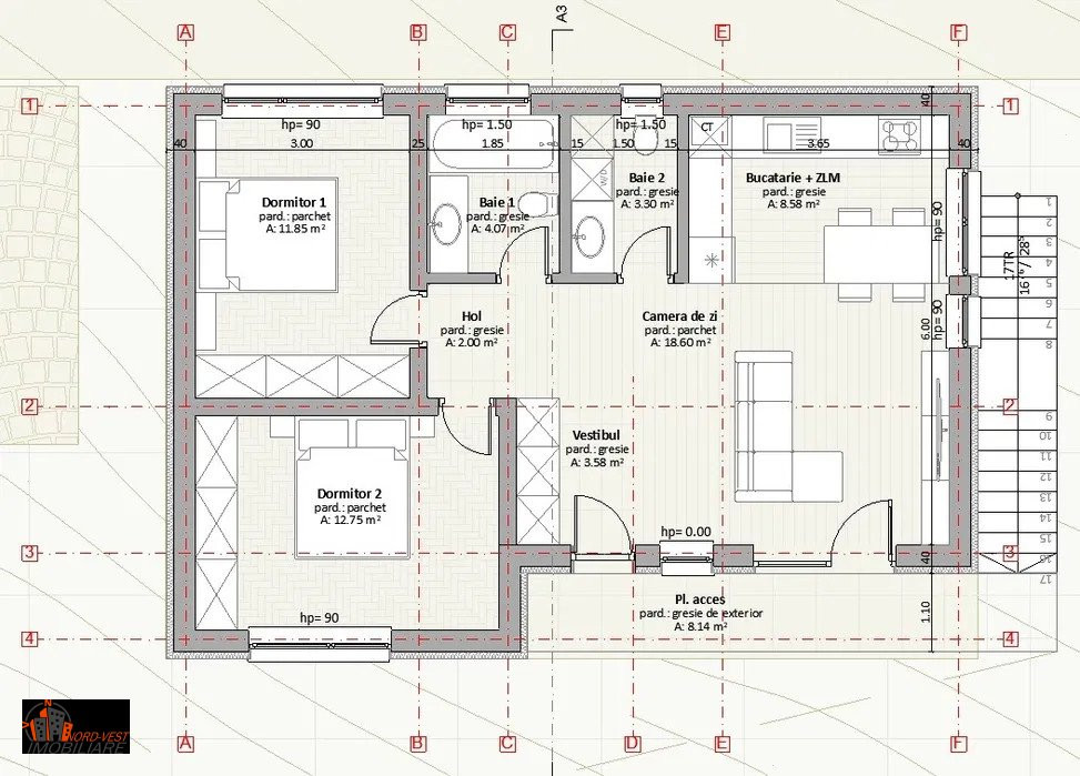 Apartamente 3 cam. in VILA de 3 ap/80K-90K+ teren + parcare - Str. Tipografiilor