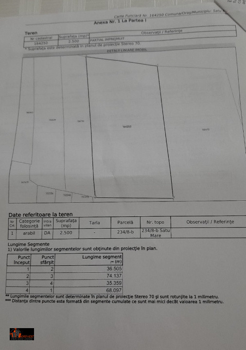 Teren intravilan 2500 mp – Front 36 m – Zonă în dezvoltare, lângă Vama Int